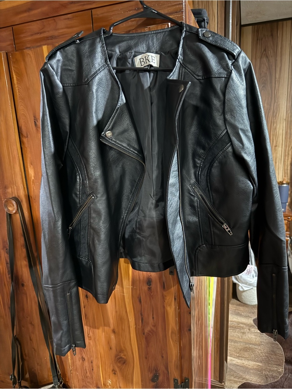 BKE Black Faux Leather Jacket